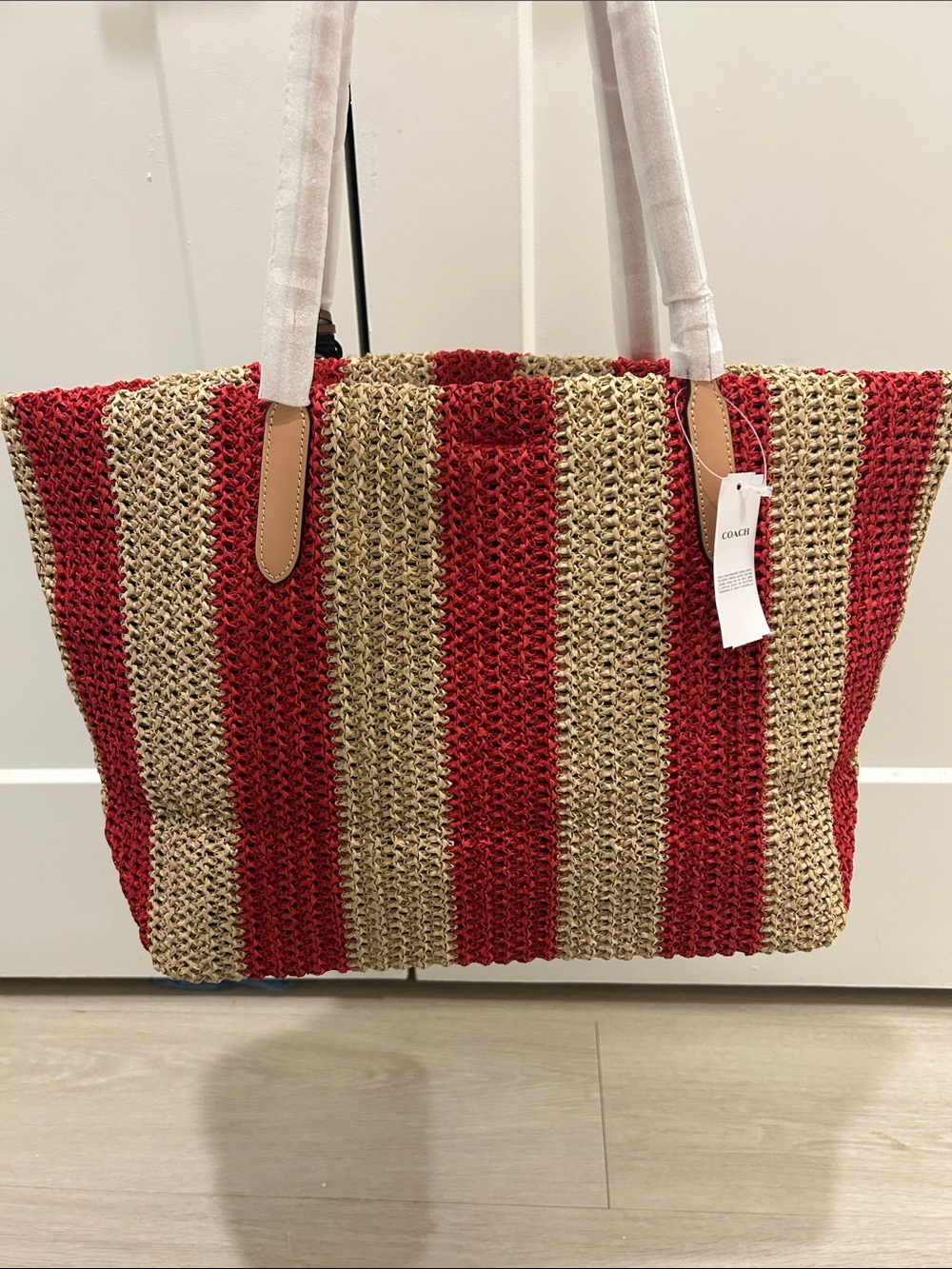 Coach (NWT) City Tote Bag With Stripes And Cherry Charm - Picture 8 of 16